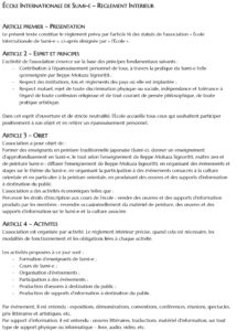 Règlement Intérieur Ecole Sumi-e 2021-2022