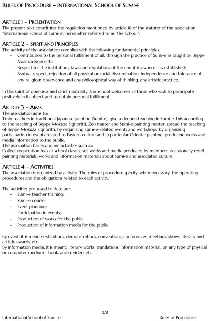 Rules of Procedure Sumi-e School 2021-2022