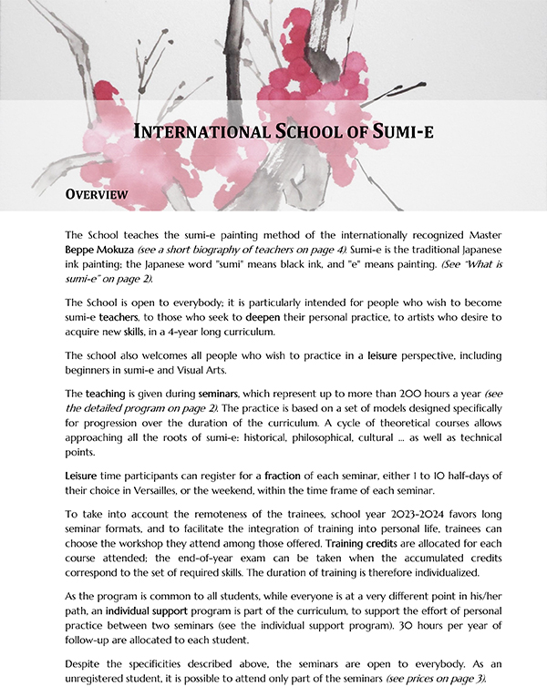 Brochure International School of Sumi-e 2023-2024